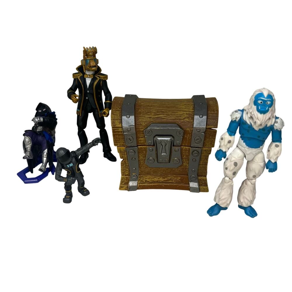 Fortnite Jazwares Action Figure Lot Trog Yeti Y0ND3R Tuxedo & Supply Chest 4"